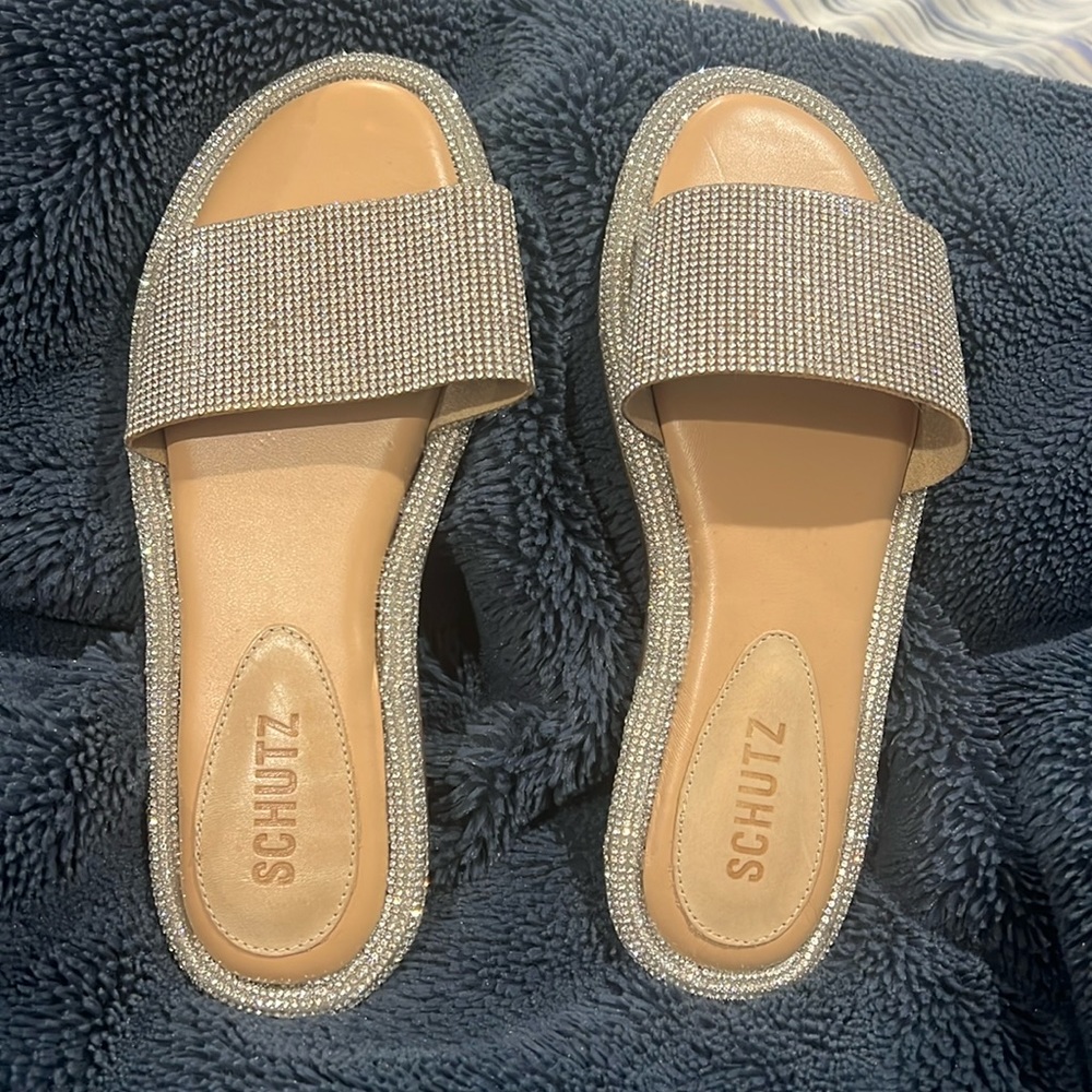 schutz alcina blingy rhinestone embellished slide Size 7.5 *NEW* Never Worn.